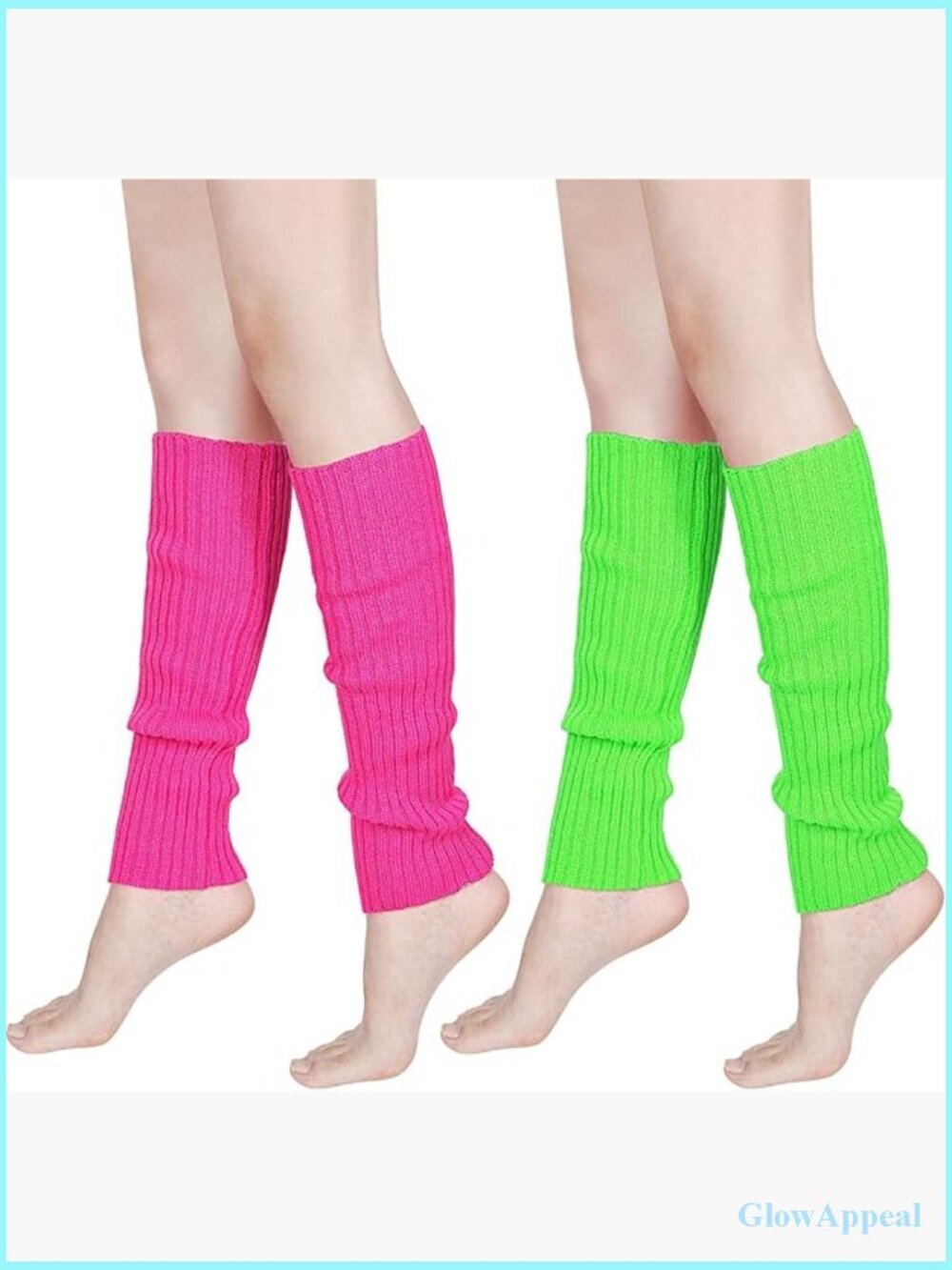 Neon Leg Warmers Knit Ribbed 80s Party Accessory Stretchy